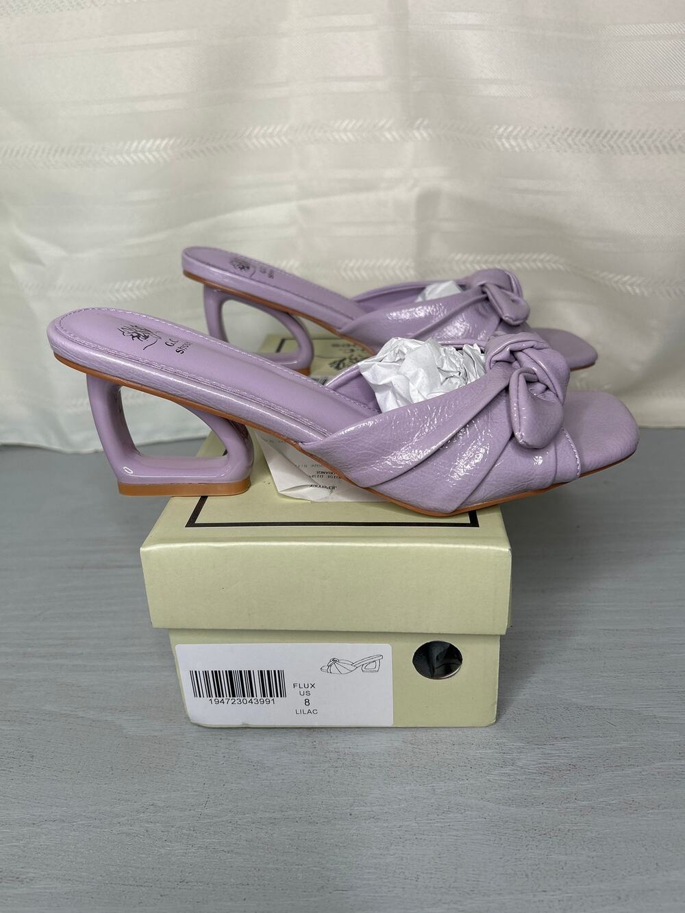 GC Shoes Flux Knotted Block Heel Sandals Lilac Womens Size 8